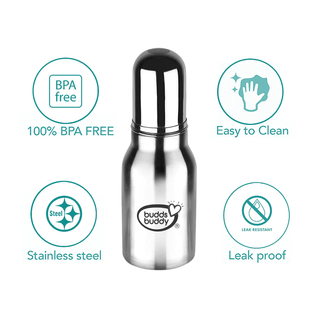 Bravo Stainless Steel 2 in 1 Regular Neck Baby Feeding Bottle