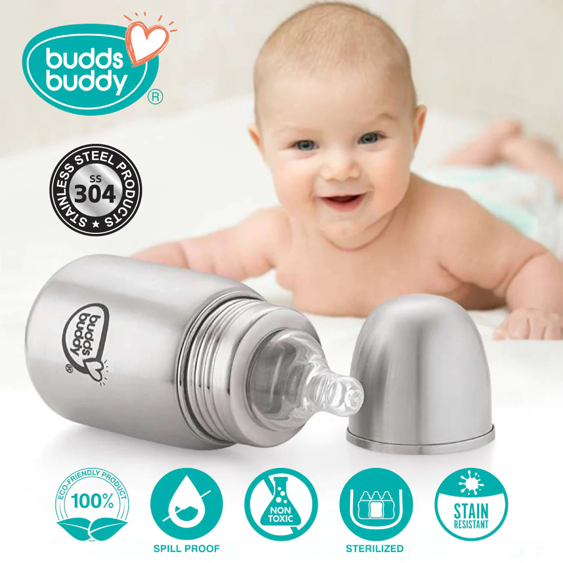 Stainless Steel Wide Neck 3In1 Feeding Bottle