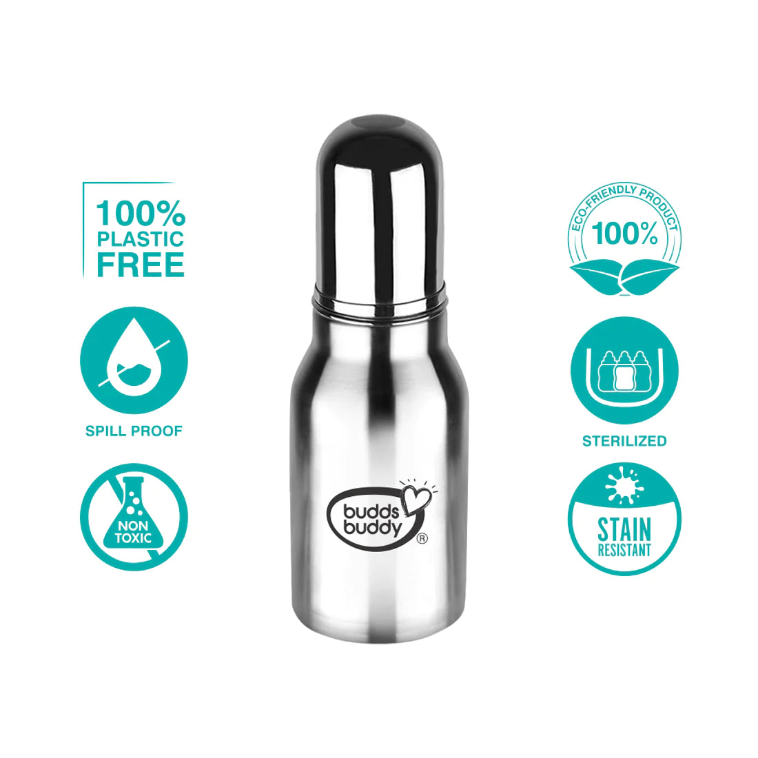 Bravo Stainless Steel 2 in 1 Regular Neck Baby Feeding Bottle